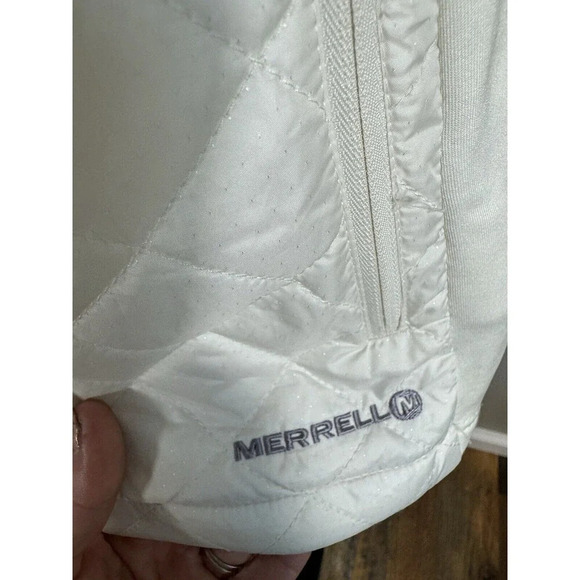 Merrell Jacket Womens Size S White Quilted Hooded Zipper Pockets Full Zip - Picture 2 of 8